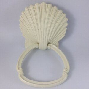 Vintage Homco Plastic White Towel Hanger Ring Shell Shape 11"H x 6" W